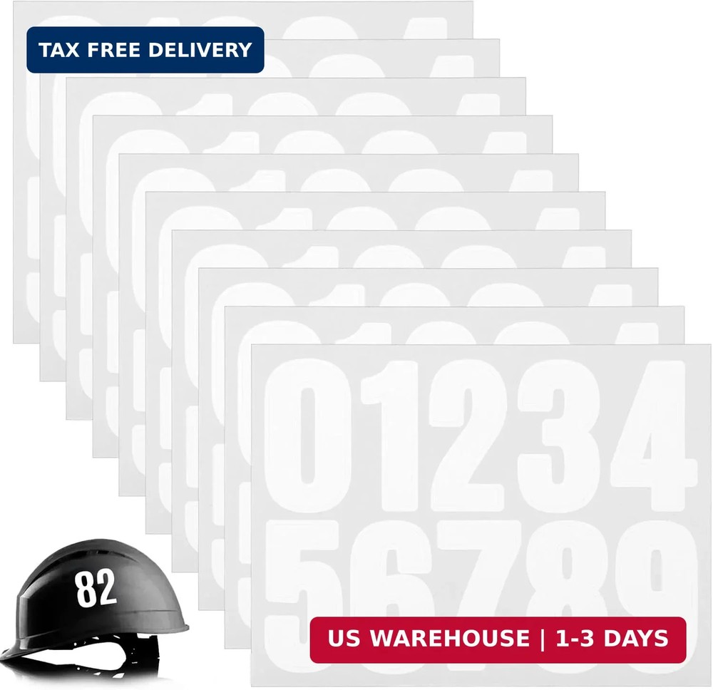 10 Sheet Number Stickers, 1.5 inch Small White Number Stickers, 0-9 Vinyl Number
