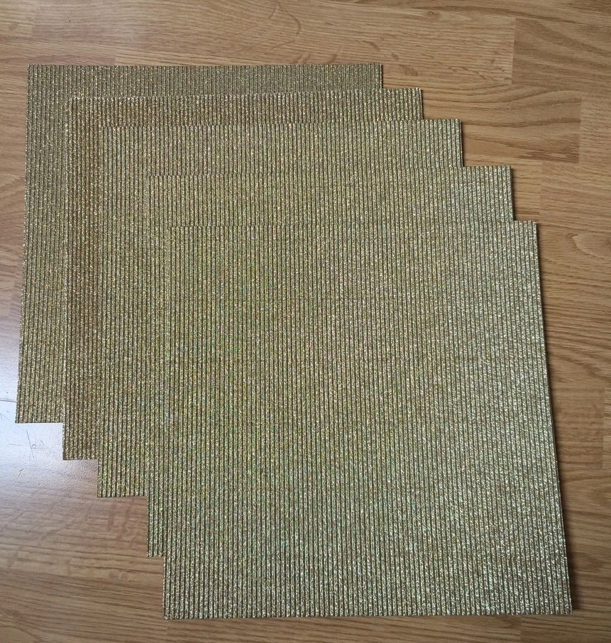 5 The Paper Studio Corrugated Cardboard Gold Glitter Craft/Scrapbook Sht 12″x12″