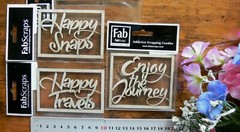 Chipboard HAPPY TRAVELS, HAPPY SNAPS, ENJOY THE JOURNEY – Choice Fab Scraps Trvl