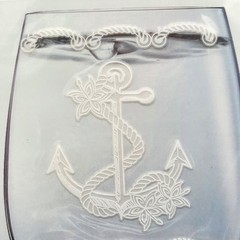 Crafter’s Square Glass Stickers Nautical Anchor Rope White 3 Piece New