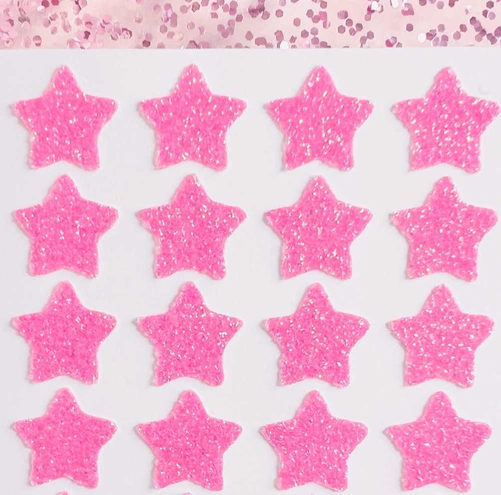 Pink Glitter Star Sticker Sheet! – Choose a Size – Cute & Sparkly!