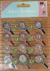 RARE JOLEES TENNIS BALLS & RACQUETS Repeats W/ Gems 3D Sport Scrapbook STICKERS