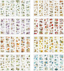 556 Pcs/48 Sheets Scrapbook Flower Stickers, Stickers for Scrapbooking Waterproo