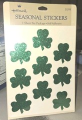 vintage Stickers Hallmark Glittery Shamrocks Clovers 1 Nip Razzle Dazzle