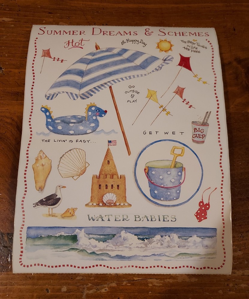 Colorbok Oversize Sticker Sheet ~ Susan Branch Ocean Summer Dreams Water Babies