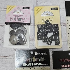 Scrapbook/crafting Brads/Buttons/Slides Lot of 8 metal/plastic All new Package
