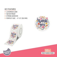 500 Multicolor ‘Thank You’ Stickers Flower Design Ideal for Small Businesses