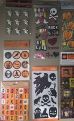 Halloween Lot Of 38 Mixed Crafts Stickers Ribbon Scrapbooking Treat Bags Decor