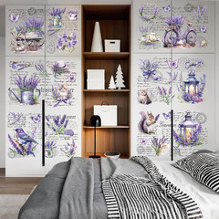 Rub on Transfers for Crafts, 6 Pcs UV Lavender Purple Floral Transfer Stickers,