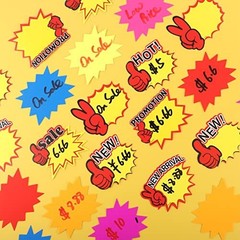 600 Starburst Price Stickers – Fluorescent Yard Sale Tags, Retail Signs, 3.5×2.8