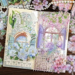 20Pcs Flowers Transparent Stickers Journal Planner Scrapbooking Sticker Crafts
