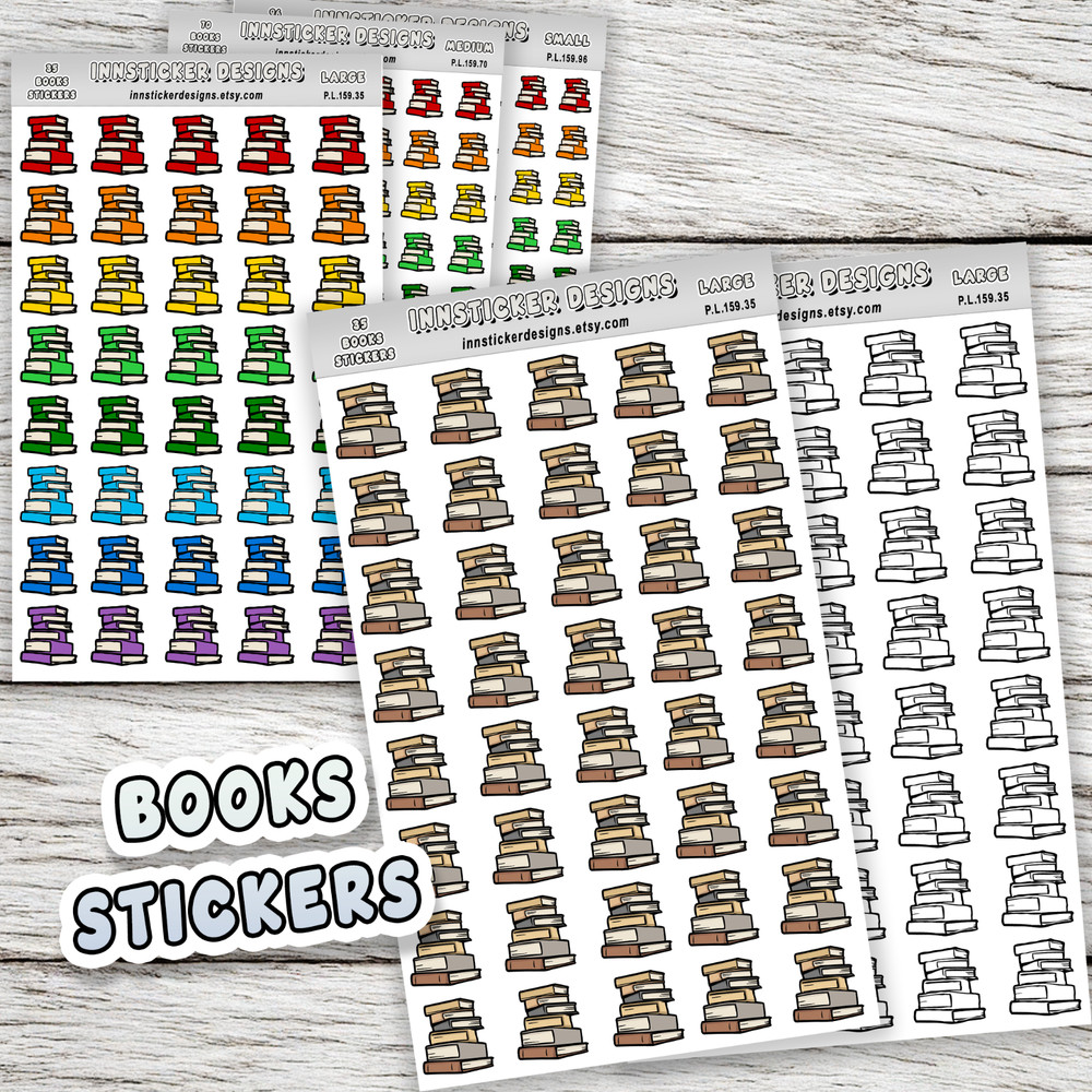 Books Stickers, Mini Icon Reminder Planner stickers, Journals, Scrapbooks