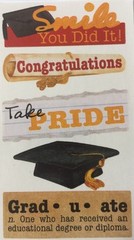 SMILEY FACE GRAD Stickers(5pc)Frances Meyer•Educational Degree•Cap •Congrats•