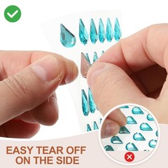 5 Sheet/120Pcs Water Drop Self-Adhesive Rhinestone Sticker Lake Blue