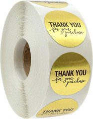 1.25″ round Gold Foil Thank You for Your Purchase Stickers / 1000 Labels per Rol