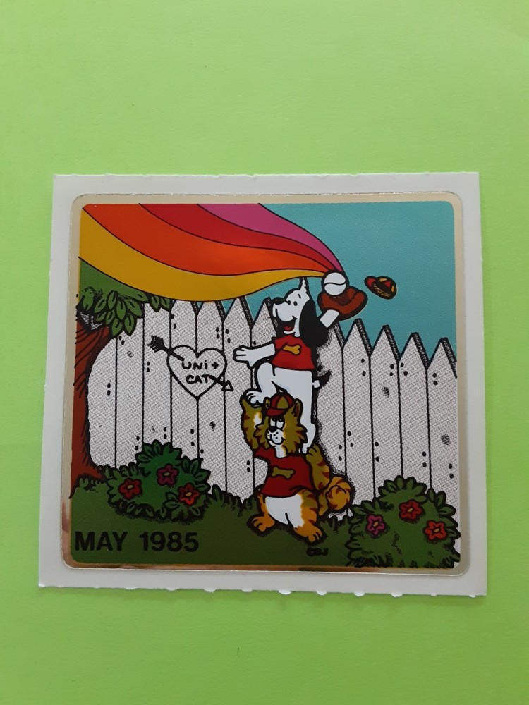 vintage 80’s BJ Decal Specialties foil unidog baseball large sticker module