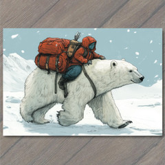 STICKER Polar Bear Carrying Adventurer Rugged Gear Survival Arctic Frozen Wil