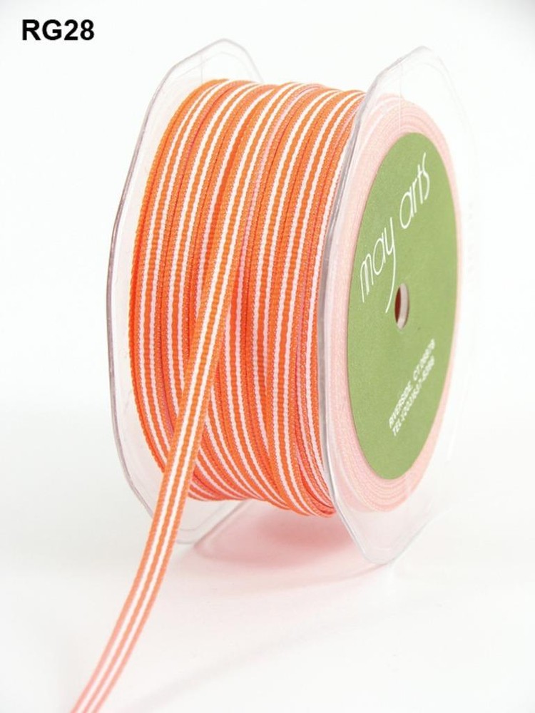 MAY ARTS Ribbons Stripes ORANGE WHITE