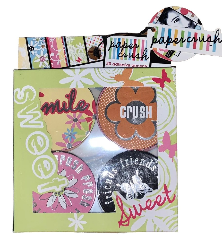 Paper Crush 20 All Different Adhesive Disc Foil ￼￼Chipboard Accents «Sweet» ~NEW