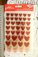 VALENTINE Flat HEART Glitter Stickers RED PINK & GOLD Pack L6