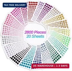 2800 Pcs Self Adhesive gems Stickers for Crafts,20 Colors Rhinestones for Bedazz