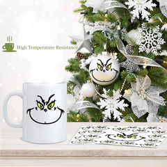 26 PCS Christmas Decorations Stickers, Yellow and Green Eyes Face Decals for Orn