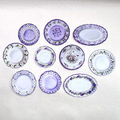 Purple Floral Plates Platters Die Cut Shapes Scrapbooking Collage Junk Journals