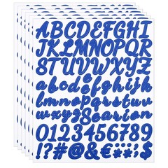 Alphabet Letters Numbers Stickers, Self Adhesive Cursive, Dark Blue 6 Sheets