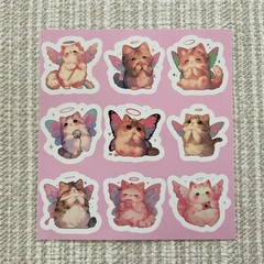 18 Angel Cat Stickers 1.6” Pastel Fairy Kitten Waterproof Decals