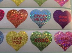 16 Valentine’s Day Stickers/Conversation Heart Stickers/Glitter Heart Stickers