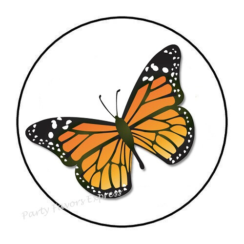 30 MONARCH BUTTERFLY ENVELOPE SEALS LABELS STICKERS PARTY FAVORS 1.5″ ROUND