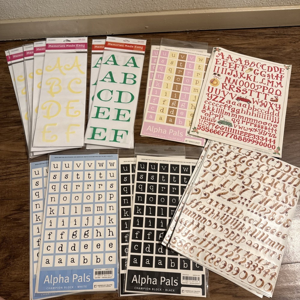 HUGE NEW LOT of 21 Letter & number scrapbooking stickers