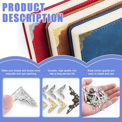 160Pcs 4 Colors Metal Book Corners Protector 2 Styles Guard Edge Cover Book S…