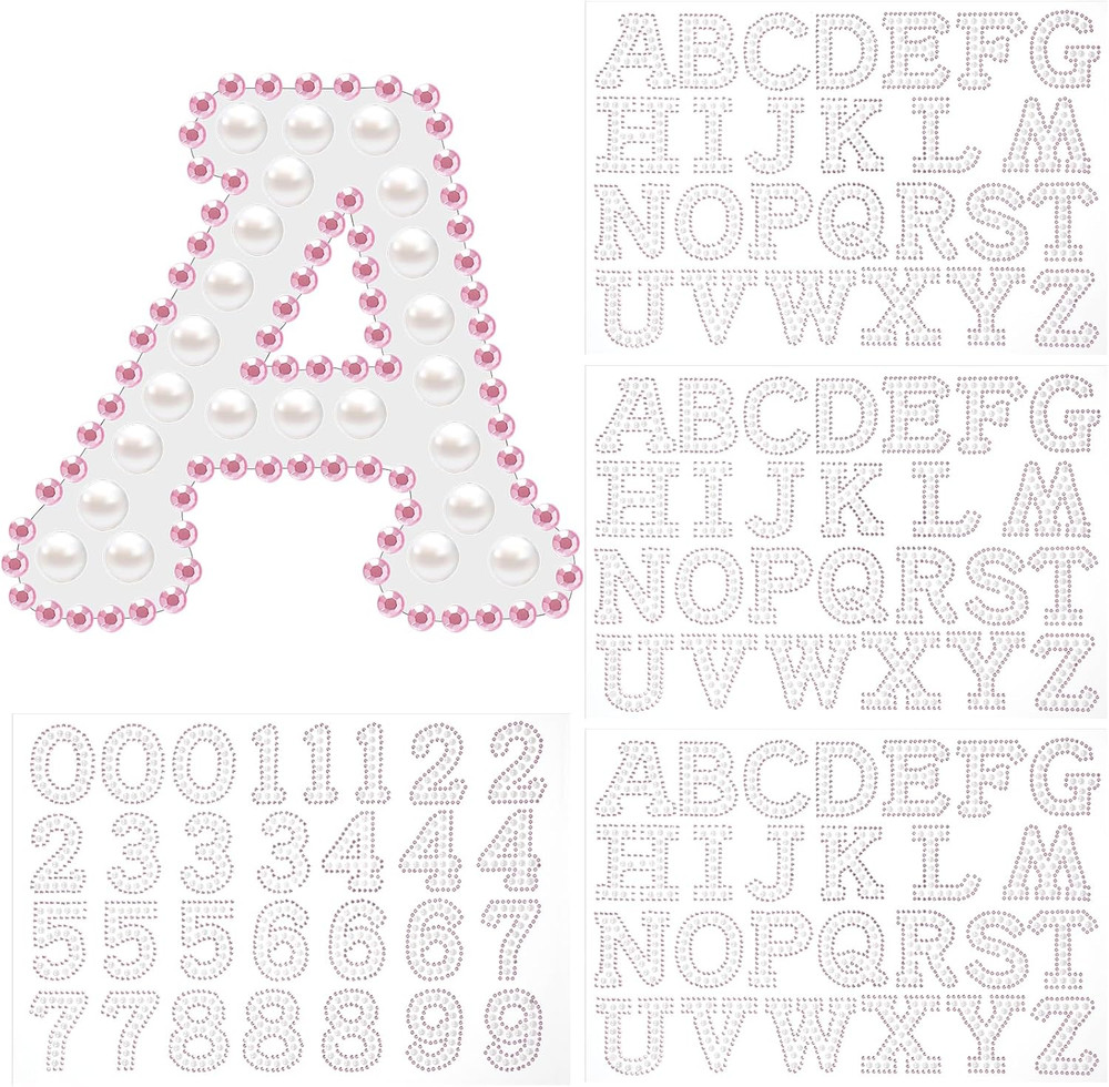 107 Pcs Pearl Rhinestone Self Adhesive Stickers 3 Sheets A-Z Glitter Letter Stic