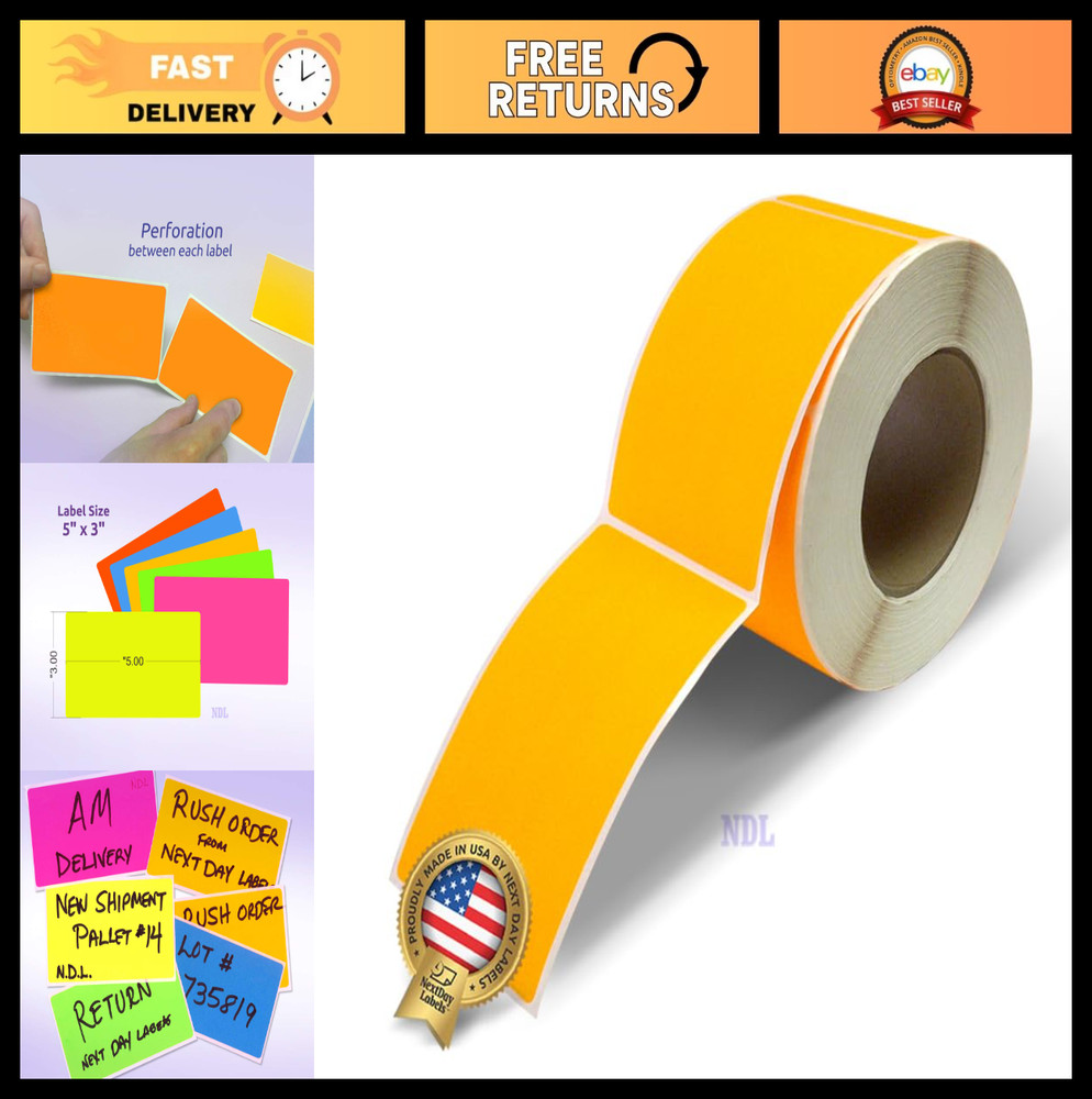500 Rectangle Color Coding Stickers 3″ x 5″ – Moving & Inventory Labels Roll – F