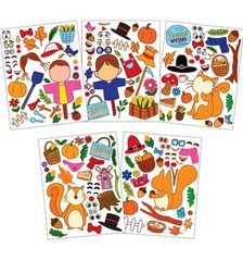 40 PCS Thanksgiving Sticker pages Make-a-face 10 Varieties