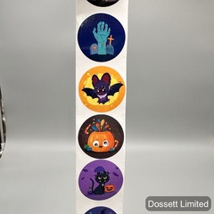 3-Pack 500Pcs/Roll Halloween Sticker Roll 8 Patterns w/ Pumpkins Boo Hat 1 inch