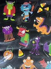 Rare Vintage 50 Stickers Collectible Halloween Glitter Monsters Candy Creatures