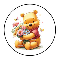 WINNIE THE POOH FLORAL STICKERS, ENVELOPE SEALS, LABELS, BUTTERFLIES, 1.5″, (30)