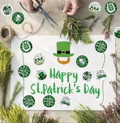 40 PCs Round 1” St Patricks Day Stickers 8 Designs For Parties, Envelope Seals