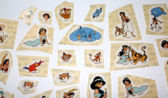 LOT OF 45 VINTAGE VERY RARE DISNEY WORLD CUT ALADDIN STICKERS NEW & UNUSED!