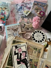 Lot Mixed Vintage and New Ephemera & Things Junk Journal Scrapbook Diary Boards