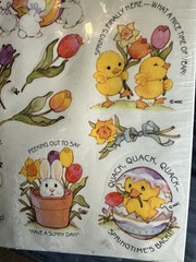 VINTAGE AMERICAN GREETINGS Stickers Easter Bunny Chicks Spring 1 Sheet