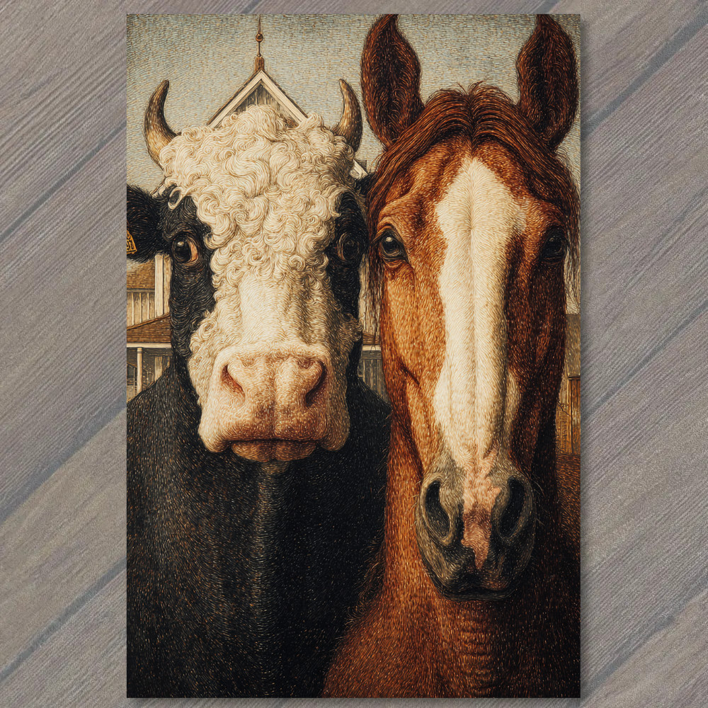 STICKER Cow Horse Farmhouse Country Barn Field Rustic Black White Animal