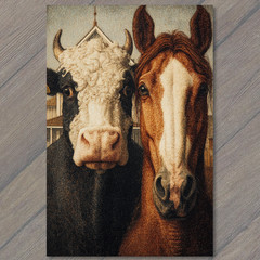 STICKER Cow Horse Farmhouse Country Barn Field Rustic Black White Animal