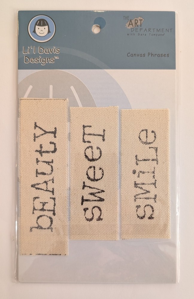 Li’l Davis Designs Canvas Phrases Scrapbook Embellishments Beauty Sweet Smile +