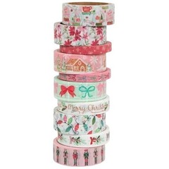 Christmas Paper Crafts Set Pink Holiday Scrapbook Holiday Packs Cards Washi Tape
