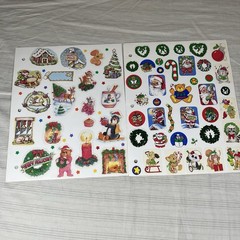 Vtg 70s 80s Sticker Book Pages Christmas Santa Puffy Big Lot USED Foil AGC J1