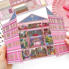 2PCS Foldable 3D Sticker Scene Book for Adults & Teens, DIY Isometric House