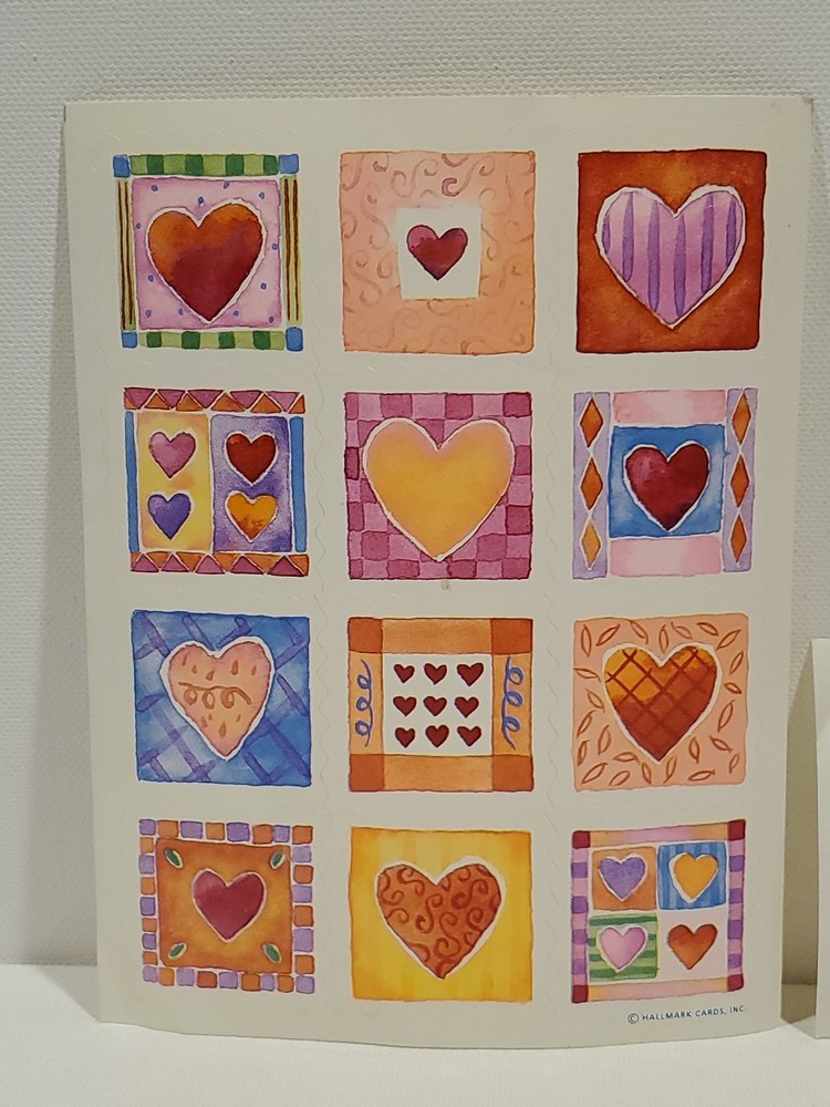 Vintage Hallmark Sticker Hearts/Valentine Sheet And Unknown Big Heart Shiny